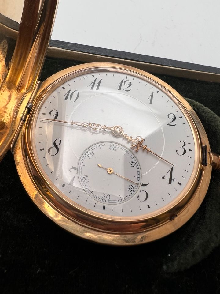 IWC Taschenuhr 585 Rotgold (3 Deckel Vollgold) um 1920 FJV in Essen