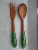 2 tlg. Set Salatbesteck Holz Keramik Griff grün Vintage 70er Jahr Brandenburg - Perleberg Vorschau