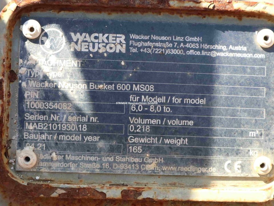 62. Wacker Neuson Tieflöffel 600 mm MS08 -NEUWERTIG- Mwst awb in Breitenfelde