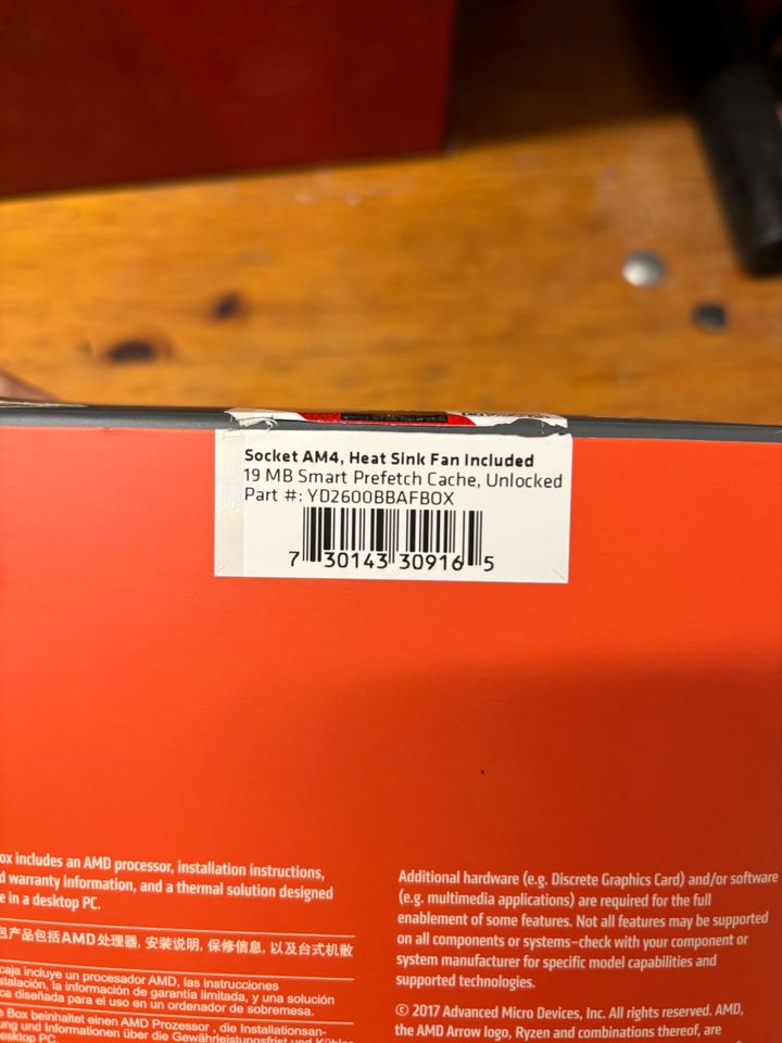 Ryzen 5 2600 CPU mit Kühler (Originalverpackung) in Hannover