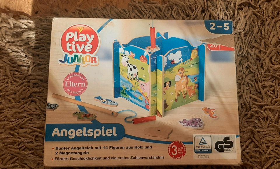 Kinderspielzeug Holzspiele Angelspiel Memo Tanzmatte Fädeln Malen in Obergurig