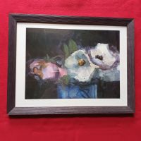 Bild Blumen Druckbild Holzrahmen blau 44x34 cm Baden-Württemberg - Fellbach Vorschau