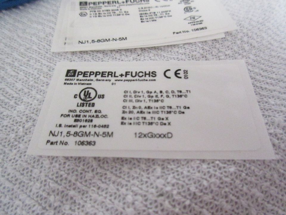 Pepperl+Fuchs Induktiver Sensor NJ1.5 8M N 5m  "NEU" in Malsch bei Wiesloch