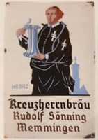 Memmingen Emailschild Emailleschild Kreuzherrnbräu Brauerei Bier Bayern - Memmingen Vorschau