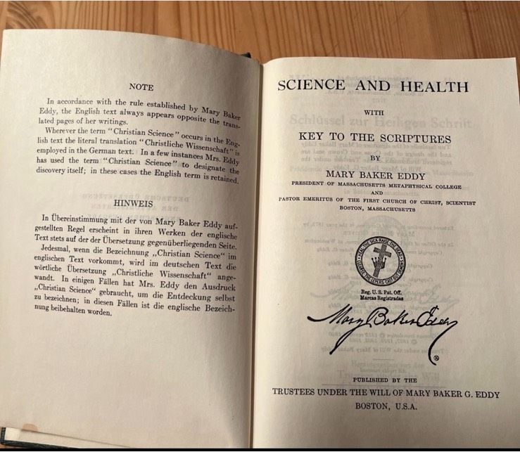 Buch Mary Baker Eddy Wissenschaft und Gesundheit mit Schlüssel in Schafstedt