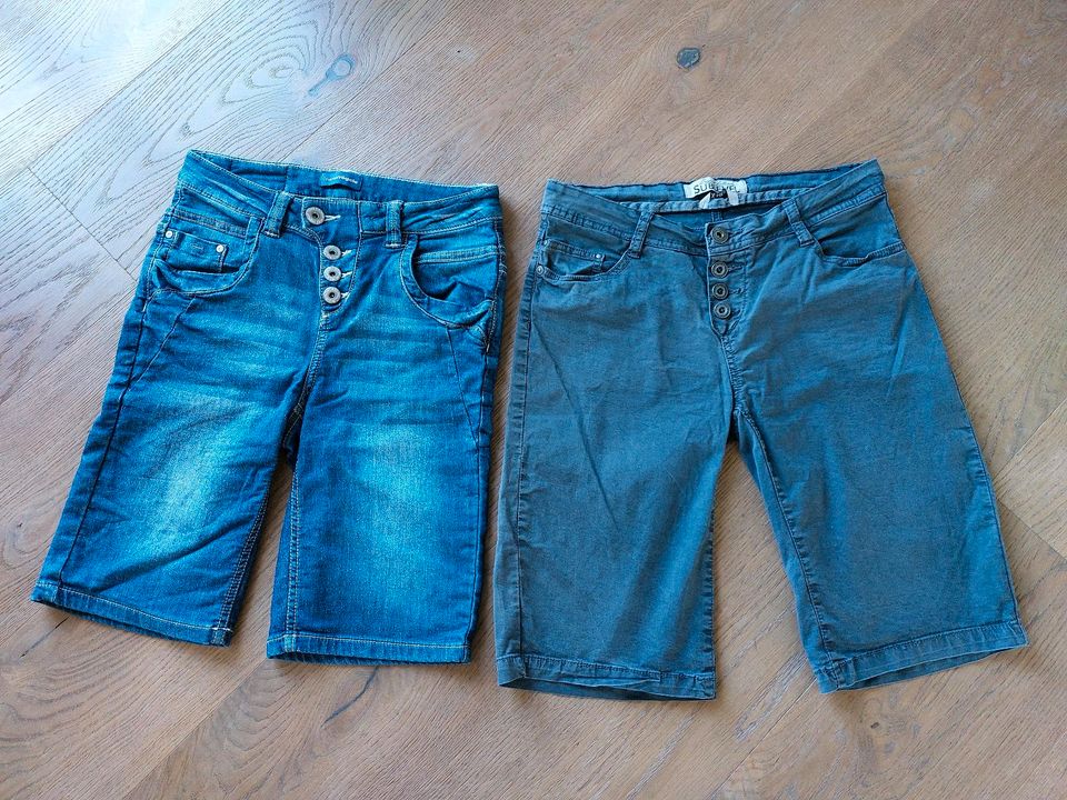 2 x Shorts Jeans Baumwolle blau braun in Prem