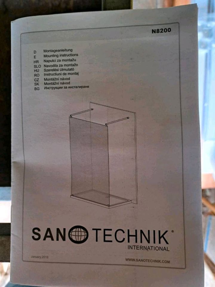 Sanotechnik Elegance Walk-In Dusche Glaswand 1200x1950 mm Klar in Gudensberg