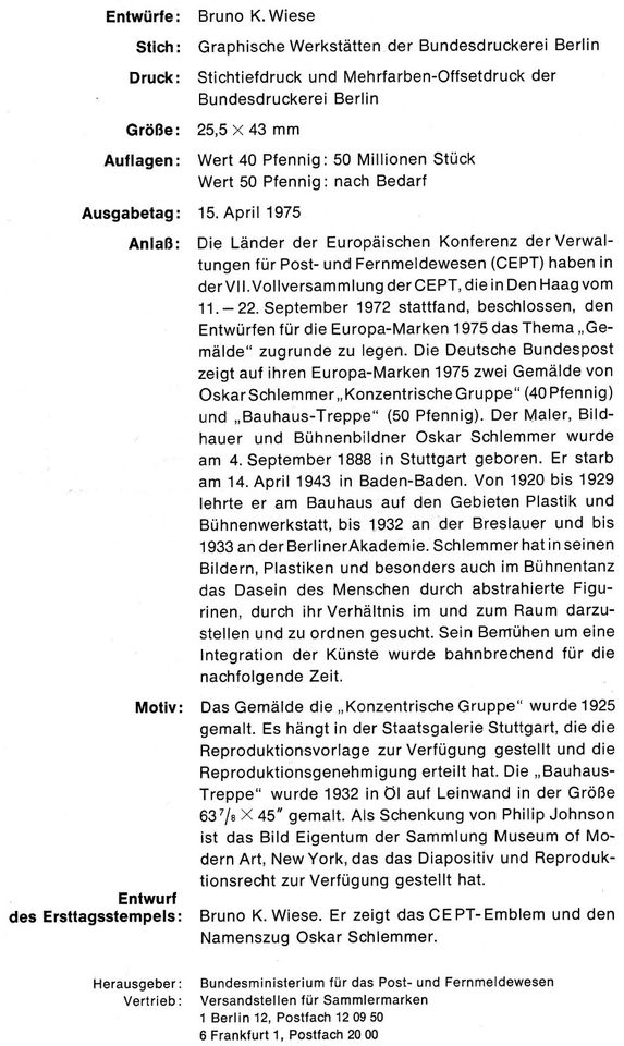 Ersttagsblatt 9 / 1975  Europa-Marken 1975 in Friedrichshafen