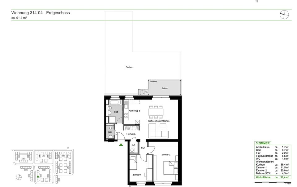 Neubau 3 Zimmer Wohnung mit Terasse und Garten in Hanau