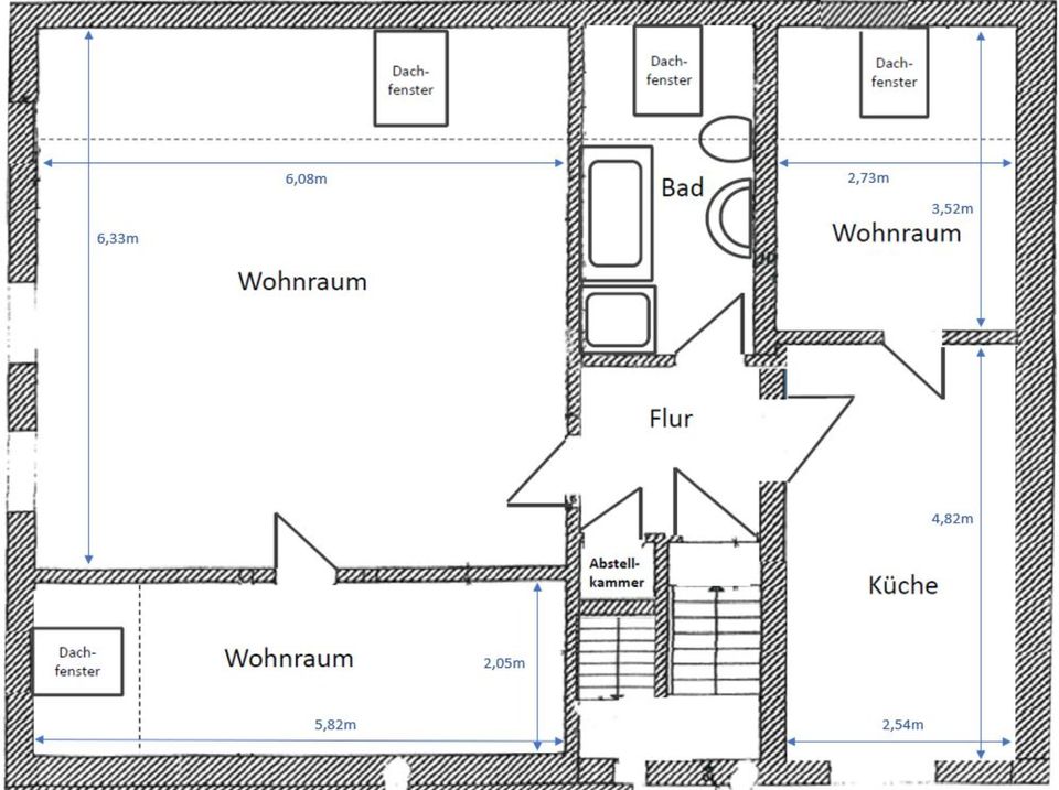 3-Raum Wohnung in ruhiger Zentrumslage, Eberswalde Mauerstraße 21 in Eberswalde