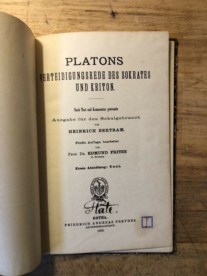 Platons Verteidigungsrede des Sokrates und Kriton in Berlin