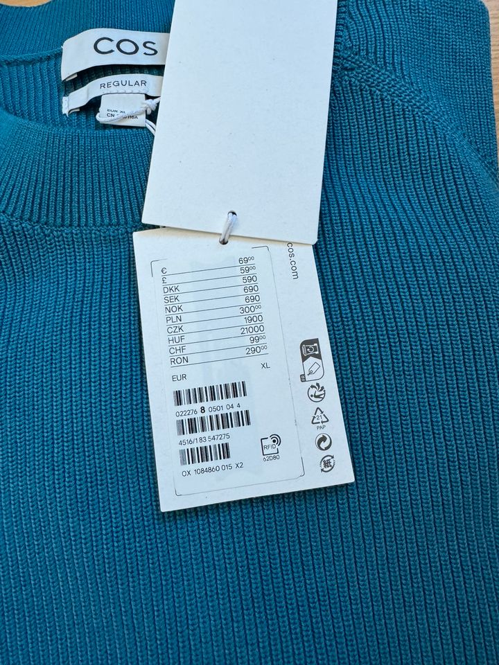 COS Baumwolle Strick Pullover, petrol blau, neu in Köln