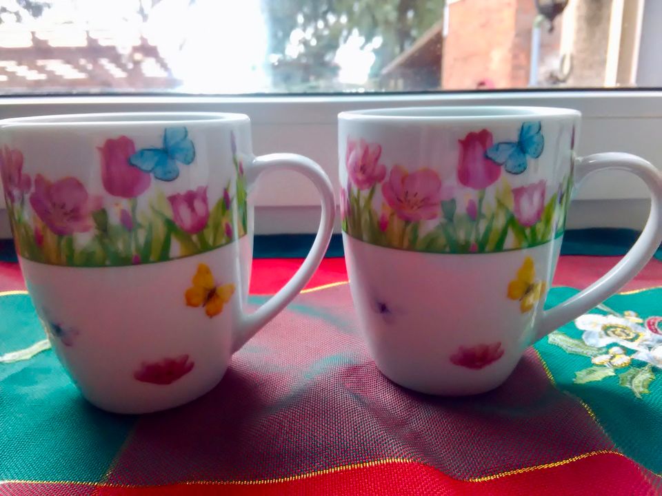 2-tlg. Kaffeetassen-Set "Frühlingsblumen" in Allstedt