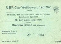 UEFA CUP 81/82 Carl Zeiss Jena-Dinamo Tirana!!! RAR Thüringen - Jena Vorschau