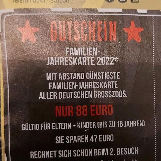 Zoo Osnabrück Coupon Ferien Freiz Gutschein Tageskarte 2für1Tiere in Delmenhorst