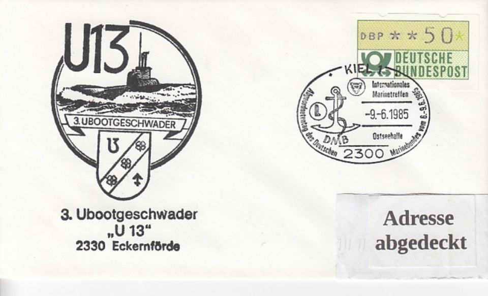 S192 Unterseeboot U 13, Bundesmarine, Konvolut 12 Belege+Fotos in Kiel