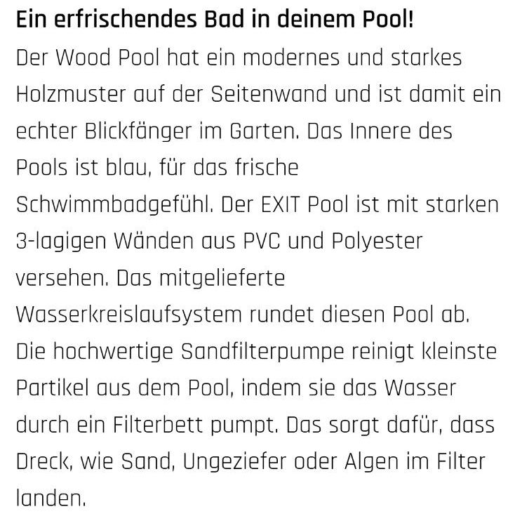 Exit Pool 400x200x100cm braun mit Sandfilteranlage neu & Ovp in Haltern am See