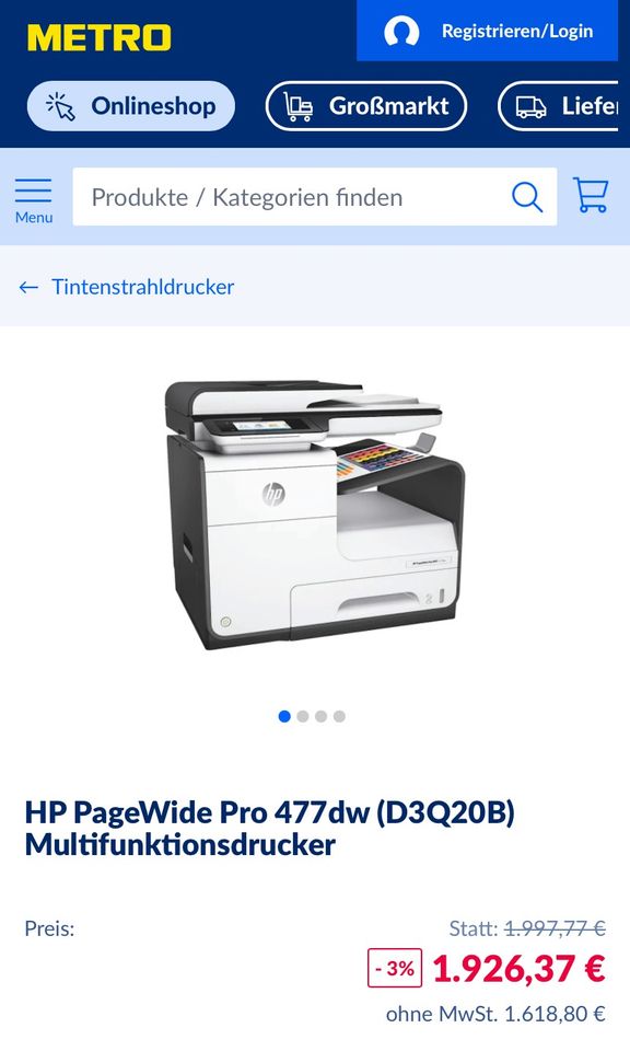 NEU hp pagewide 377dw Büro Multifunktionsdrucker Drucker Scanner in Offenbach