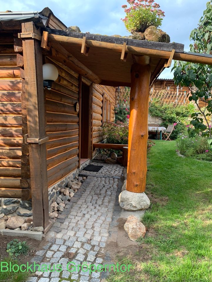 ☀️ Blockhaus mit Sauna in Quedlinburg Ferienhaus Ferienwohnung ☀️ in Quedlinburg