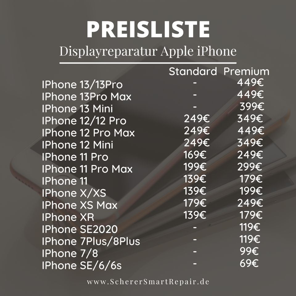 iPhone Reparatur Display Backcover Akku u.v.m 13/12/11/X/XS/XR/XS MAX/SE/8/7/6 in Uelzen