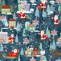 1m Weihnachststoff Baumwolldruck -Xmas-Weihnachtsmann mit Schlite Bayern - Himmelstadt Vorschau