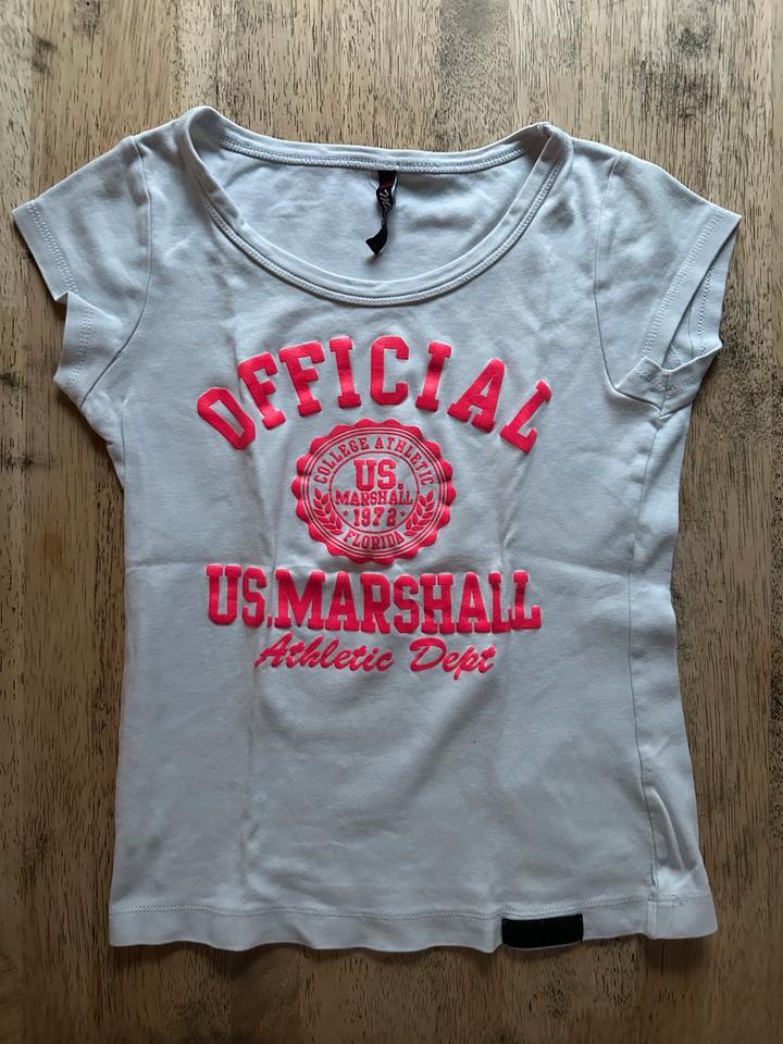 Shirt 36 beflockt T-Shirt Oberteil weiß neonpink in Neu-Anspach