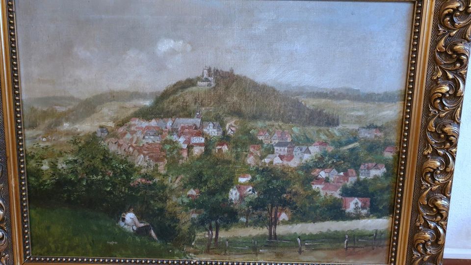 Ölgemälde Landschaftsbild Öl auf Leinwand, alt, gerahmt in Wutha-Farnroda