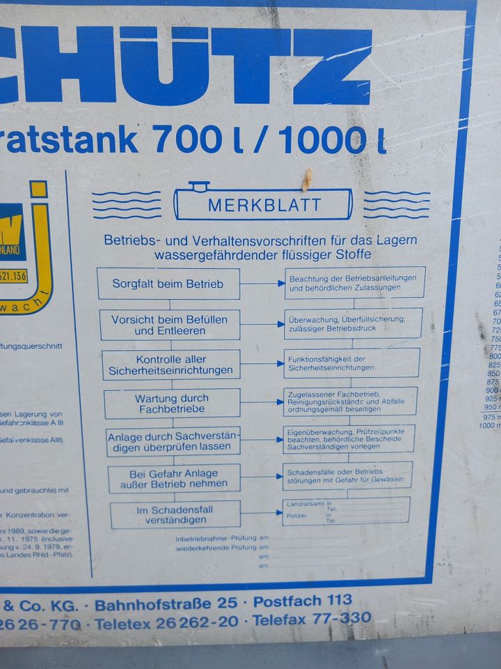 1000L Dieseltank/Heizöltank von "Schütz", doppelwandig in Magdeburg