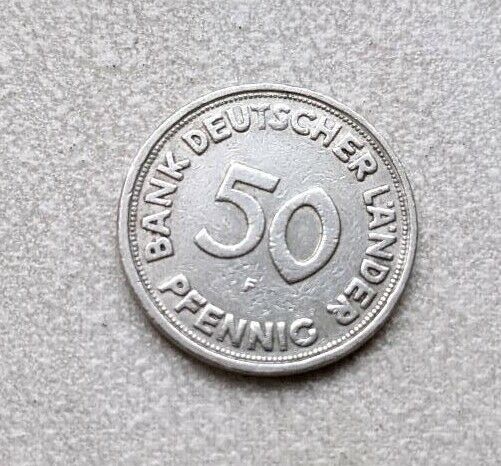 50 Pfennig 1949 F Bank deutscher Länder in Adelsdorf