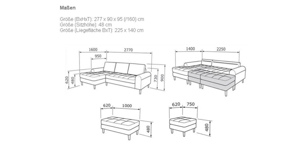 ECKSOFA MIT SCHLAFFUNKTION HOCKER XXL GROß ECKCOUCH NEU in München