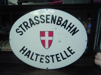 Altes Emailschild Strassenbahn Haltestelle Wien München - Schwanthalerhöhe Vorschau