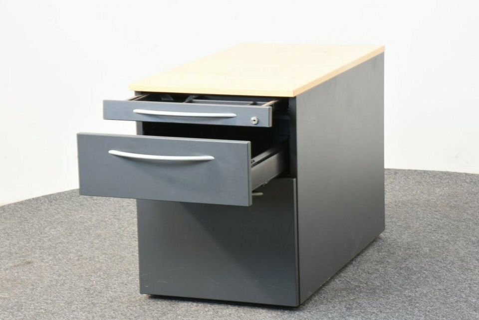 Büromöbel Rollcontainer, Ahorn/grau, Schubladen gebraucht in Zülpich