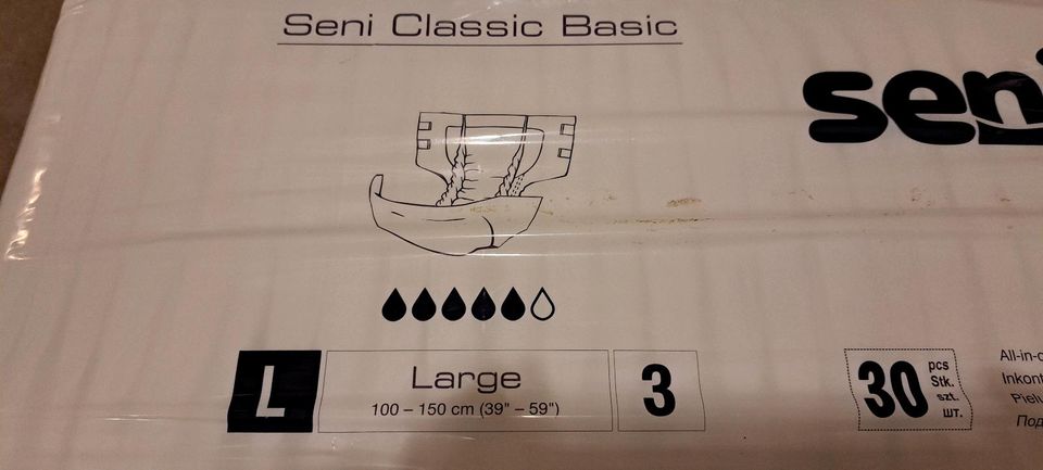 6 x Inkontinenzhosen Seitenflügel – Seni Classic Basic – Größe L in Berlin