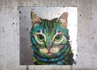 Original Bild Gemälde Katze Kater Tiger Cat Tabby Katzengesicht Nordrhein-Westfalen - Porta Westfalica Vorschau