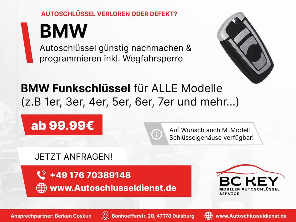 Autoschlüssel nachmachen & anlernen I mobiler Service I Alle Automarken I  Audi, BMW, Chevrolet, Chrysler, Citroen, Fiat, Ford, Hyundai, Jaguar, Jeep, Kia, Land Rover, Maserati, Mazda, Mercedes, Mini in Duisburg