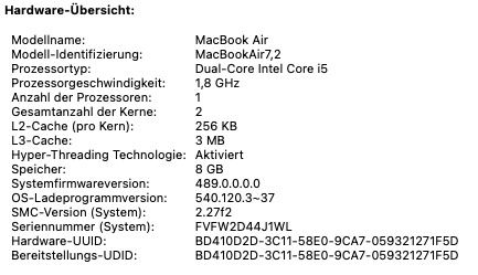 Macbook Air 2017 8GB 256GB in Düsseldorf
