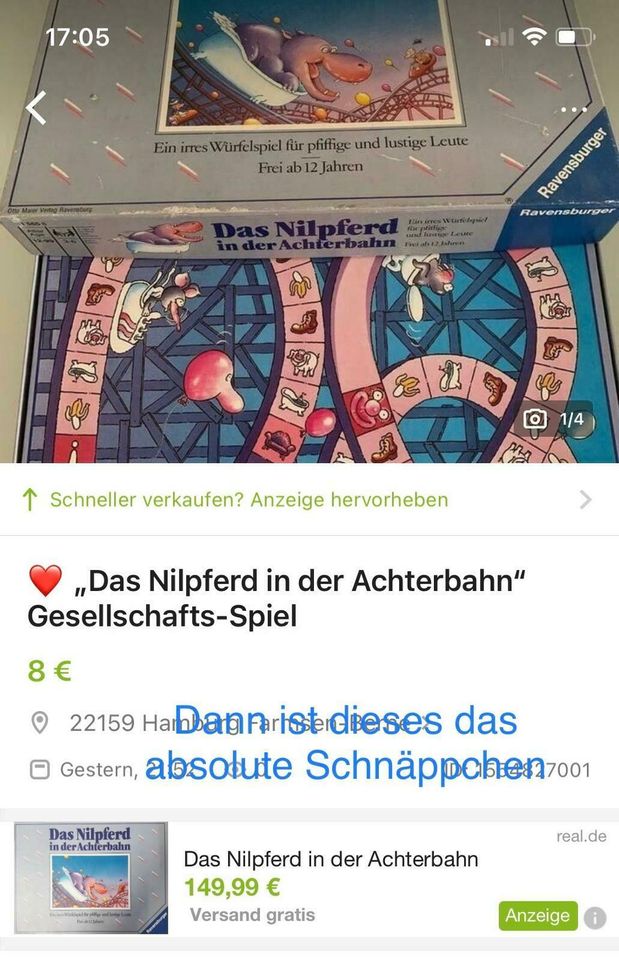 ❤️ „Das Nilpferd in der Achterbahn“ Gesellschafts-Spiel in Hamburg