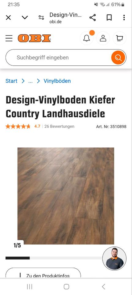13,73 m2 Vinylboden - original verpackt - Neupreis 177€ in Bad Bocklet