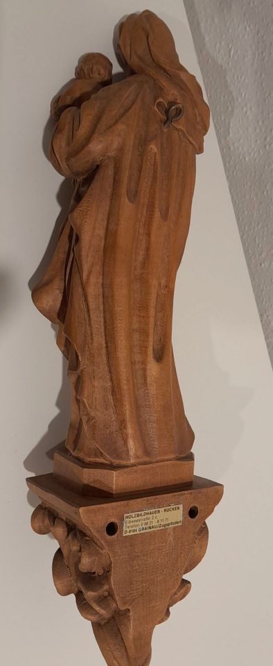 Holzbildhauer Rücker Madonna Kind Holzfigur handgeschnitzt 39cm in Nörvenich