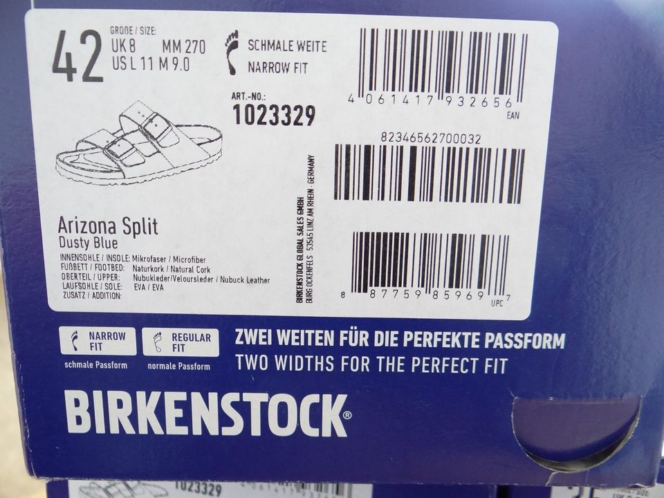 Birkenstock ARIZONA SPLIT Sandalen Dusty Blue Hausschuhe NEU 42 in Stadtallendorf