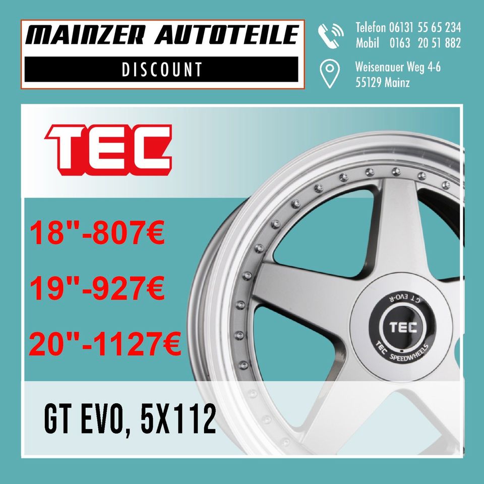 ⚠️NEU⚠️, TEC, Alufelgen, Audi, Mercedes, VW, 5x112 versch. Zoll in Mainz