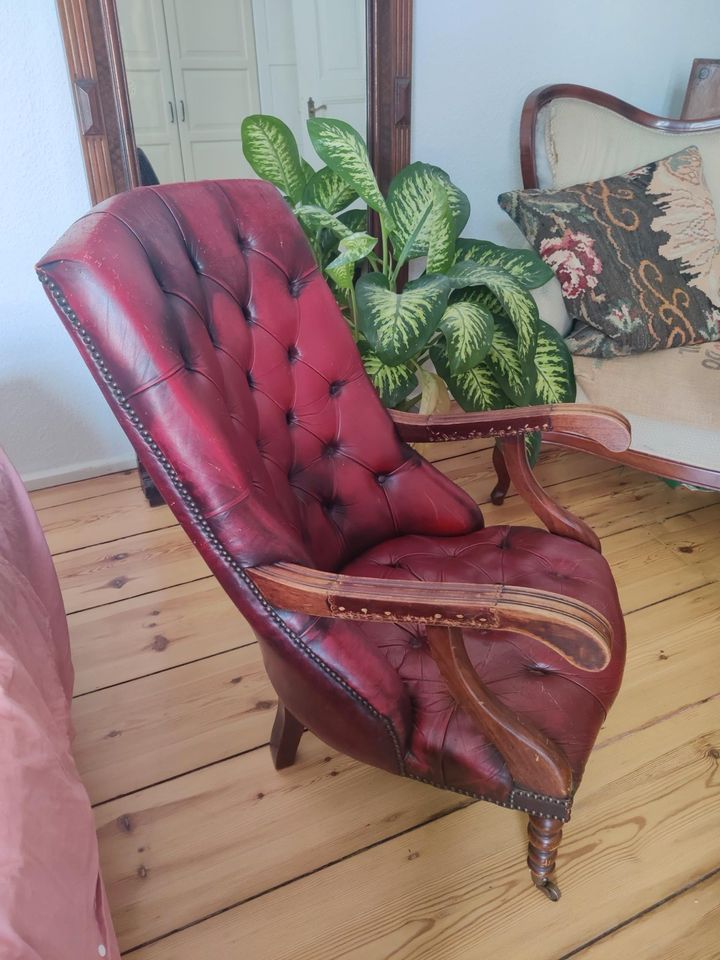 Sessel Leder rot Chesterfield in Berlin