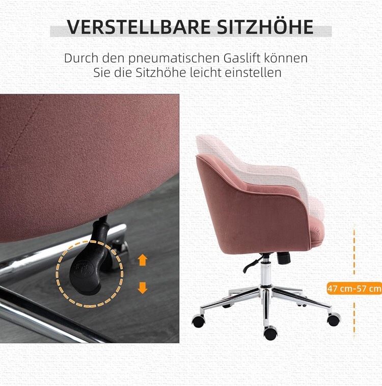 Vinsetto Bürostuhl mit Wippenfunktion Home-Office-Stuhl in Grevenbroich