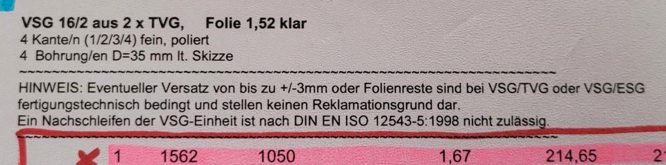 VSG-Glas für Glastisch oder Glasdach o.ä. NEU in Meßkirch