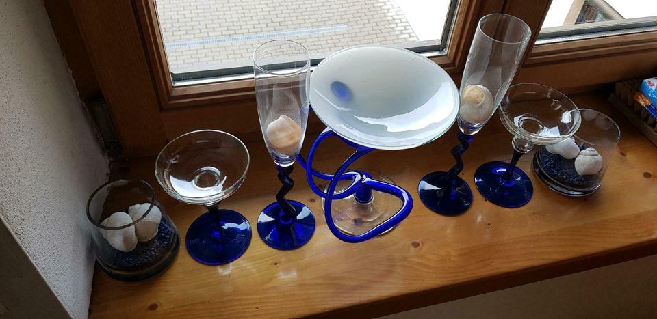 Glas Vasen Schalen Schüssel - Glasdeko Blau - in Kirchweidach