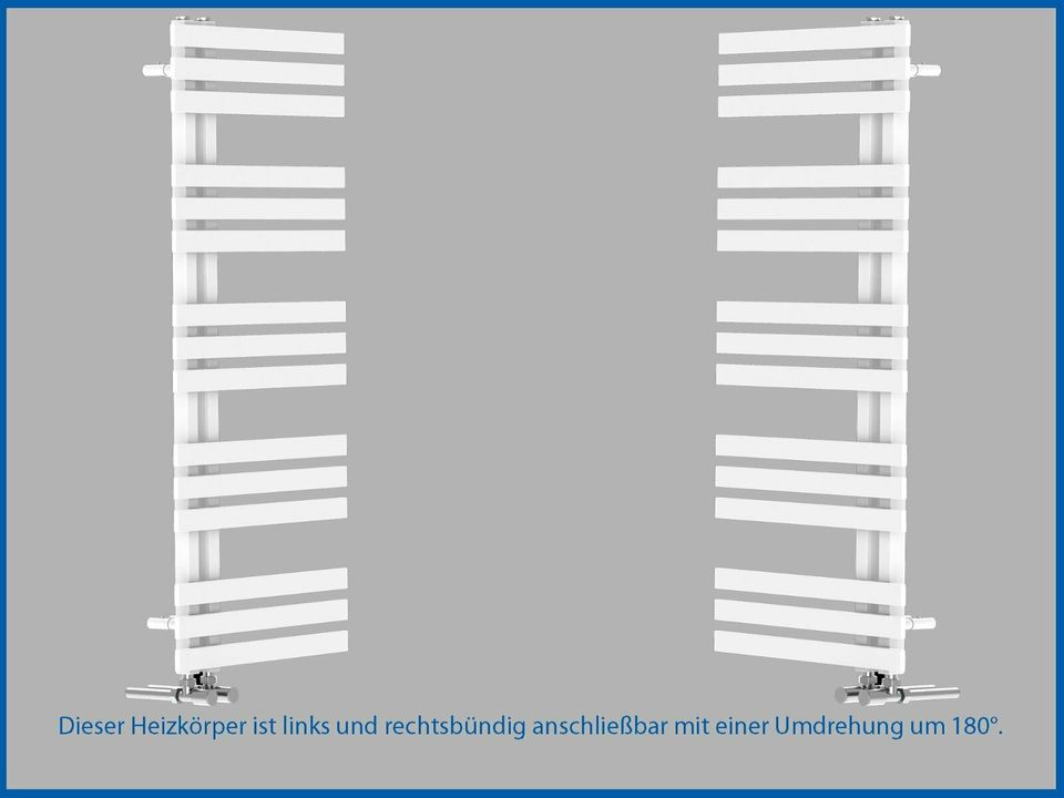 Designbadheizkörper VERONA 1400 x 500 mm. Weiß Handtuchwärmer in Berlin