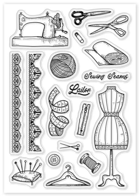 Stempel NÄHEN Clear Stamps Silikonstempel DIY Stoff Nähmaschine in Glanbrücken