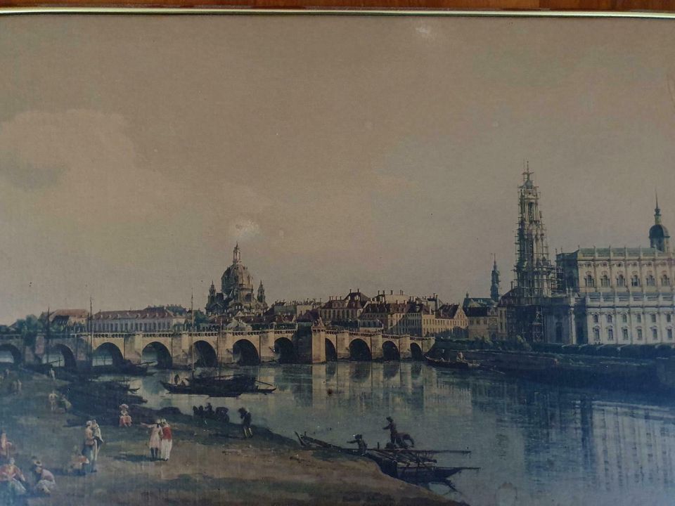 Antiker Kunstdruck Dresden Canaletto-Blick Bild gerahmt in Halle