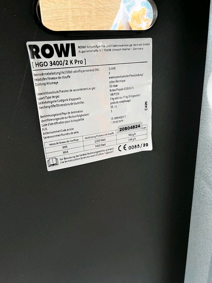 Gasofen Rowi HGO 3400/2 K pro 3,4KW in Wolfsburg