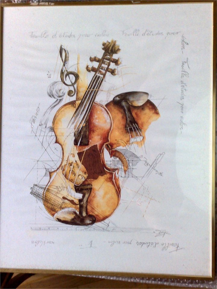 Musical Print Poster Violon pensiero im Metallrahmen ca 40 x 50cm in Geyer